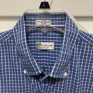 Peter Millar size large men’s long-sleeved checkered button-up shirt